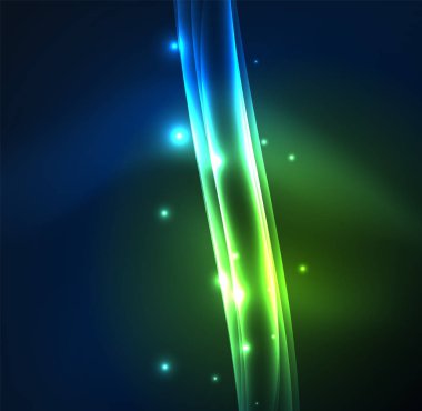 Enerji hatları, karanlıkta parlayan dalgalar vektör arka plan