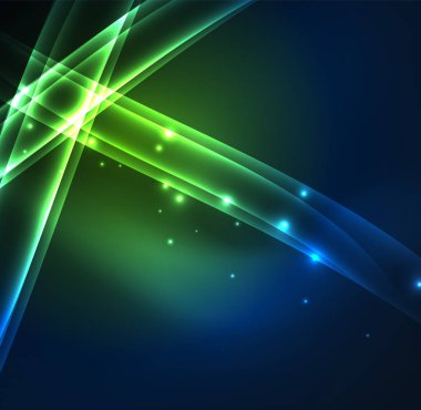 Enerji hatları, karanlıkta parlayan dalgalar vektör arka plan