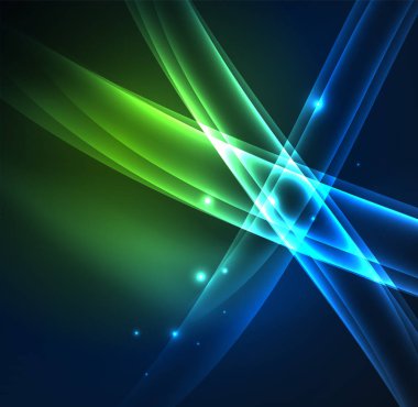 Enerji hatları, karanlıkta parlayan dalgalar vektör arka plan