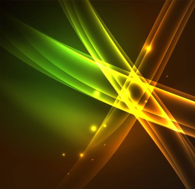 Enerji hatları, karanlıkta parlayan dalgalar vektör arka plan