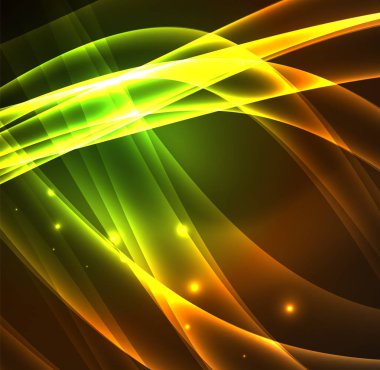 Enerji hatları, karanlıkta parlayan dalgalar vektör arka plan