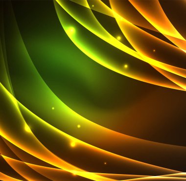 Enerji hatları, karanlıkta parlayan dalgalar vektör arka plan