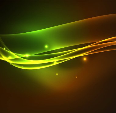 Enerji hatları, karanlıkta parlayan dalgalar vektör arka plan