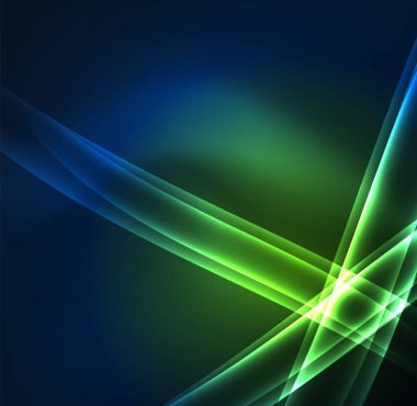 Enerji hatları, karanlıkta parlayan dalgalar vektör arka plan