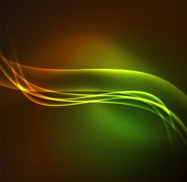 Enerji hatları, karanlıkta parlayan dalgalar vektör arka plan