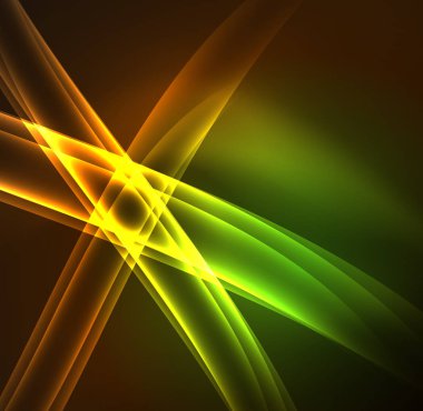 Enerji hatları, karanlıkta parlayan dalgalar vektör arka plan