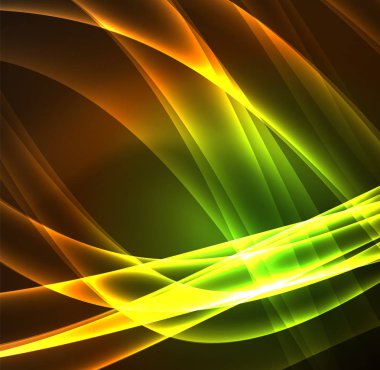 Enerji hatları, karanlıkta parlayan dalgalar vektör arka plan