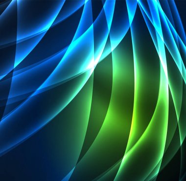 Enerji hatları, karanlıkta parlayan dalgalar vektör arka plan