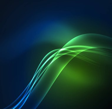 Enerji hatları, karanlıkta parlayan dalgalar vektör arka plan