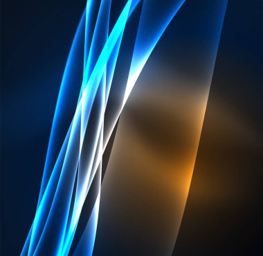 Enerji hatları, karanlıkta parlayan dalgalar vektör arka plan