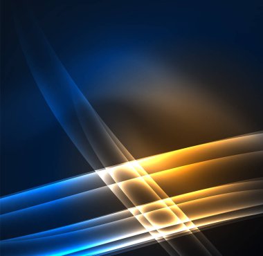 Enerji hatları, karanlıkta parlayan dalgalar vektör arka plan