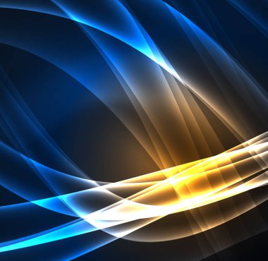 Enerji hatları, karanlıkta parlayan dalgalar vektör arka plan