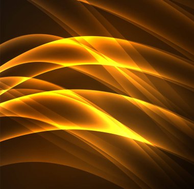 Enerji hatları, karanlıkta parlayan dalgalar vektör arka plan