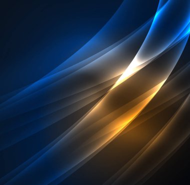 Enerji hatları, karanlıkta parlayan dalgalar vektör arka plan