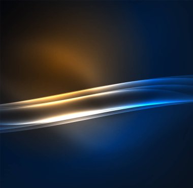 Enerji hatları, karanlıkta parlayan dalgalar vektör arka plan