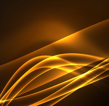 Enerji hatları, karanlıkta parlayan dalgalar vektör arka plan