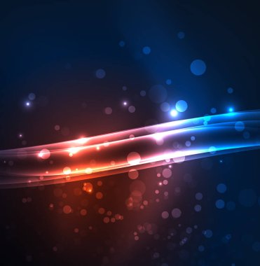 Enerji hatları, karanlıkta parlayan dalgalar vektör arka plan