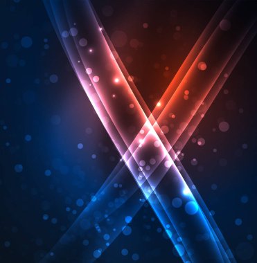 Enerji hatları, karanlıkta parlayan dalgalar vektör arka plan