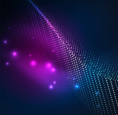 parlayan parçacıkların 3D ışıklı dalga