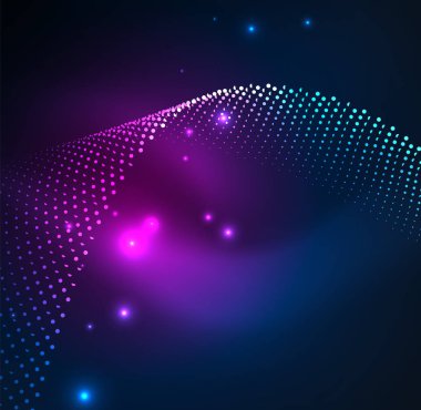 parlayan parçacıkların 3D ışıklı dalga