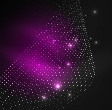 parlayan parçacıkların 3D ışıklı dalga