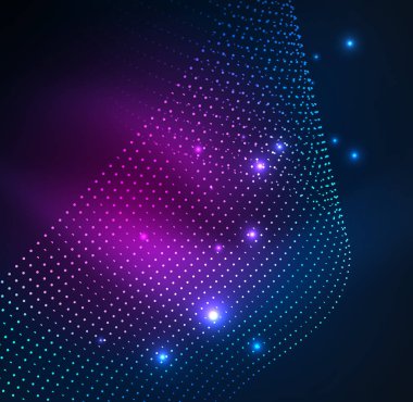 parlayan parçacıkların 3D ışıklı dalga