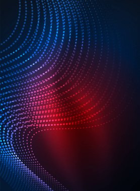 Parçacıklar koyu renk arka plan üzerinde oluşturulan parlayan dalga