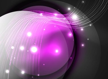 Parçacıklar koyu renk arka plan üzerinde oluşturulan parlayan dalga