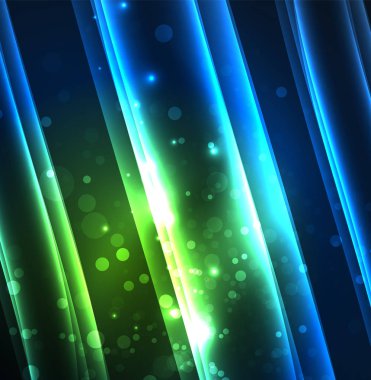 Enerji hatları, karanlıkta parlayan dalgalar vektör arka plan