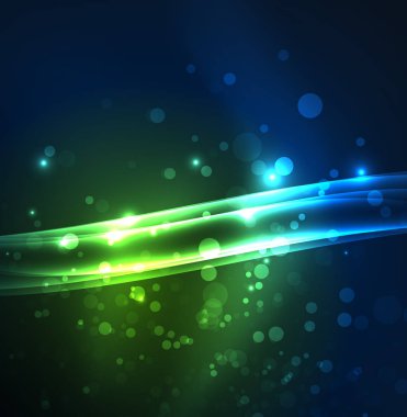 Enerji hatları, karanlıkta parlayan dalgalar vektör arka plan