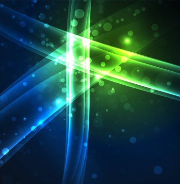 Enerji hatları, karanlıkta parlayan dalgalar vektör arka plan