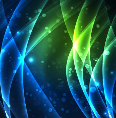 Enerji hatları, karanlıkta parlayan dalgalar vektör arka plan