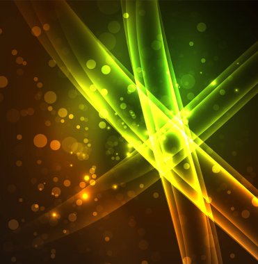 Enerji hatları, karanlıkta parlayan dalgalar vektör arka plan