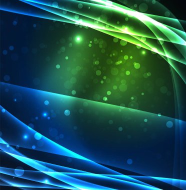 Enerji hatları, karanlıkta parlayan dalgalar vektör arka plan