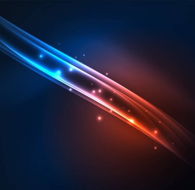 Enerji hatları, karanlıkta parlayan dalgalar vektör arka plan