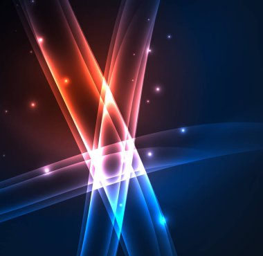 Enerji hatları, karanlıkta parlayan dalgalar vektör arka plan