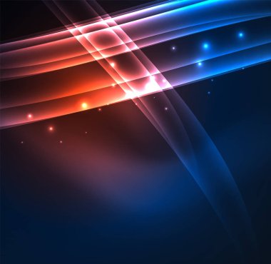 Enerji hatları, karanlıkta parlayan dalgalar vektör arka plan