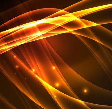 Enerji hatları, karanlıkta parlayan dalgalar vektör arka plan