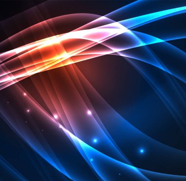 Enerji hatları, karanlıkta parlayan dalgalar vektör arka plan