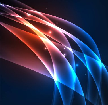 Enerji hatları, karanlıkta parlayan dalgalar vektör arka plan