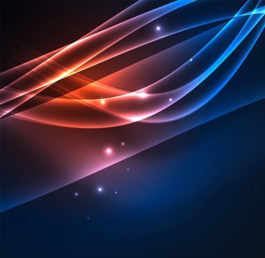 Enerji hatları, karanlıkta parlayan dalgalar vektör arka plan