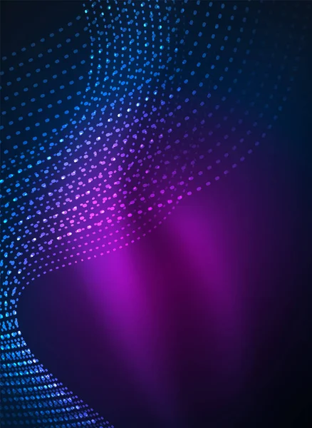 Parçacıklar koyu renk arka plan üzerinde oluşturulan parlayan dalga