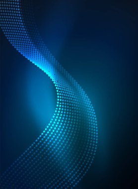 Parçacıklar koyu renk arka plan üzerinde oluşturulan parlayan dalga