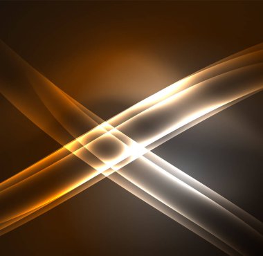 Enerji hatları, karanlıkta parlayan dalgalar vektör arka plan