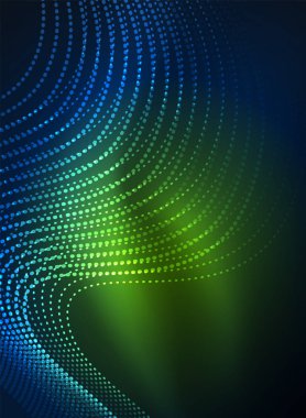 Parçacıklar koyu renk arka plan üzerinde oluşturulan parlayan dalga