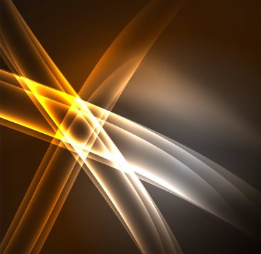 Enerji hatları, karanlıkta parlayan dalgalar vektör arka plan