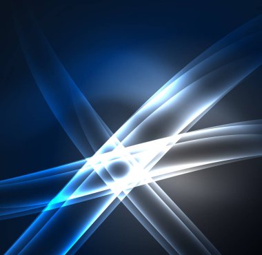 Enerji hatları, karanlıkta parlayan dalgalar vektör arka plan