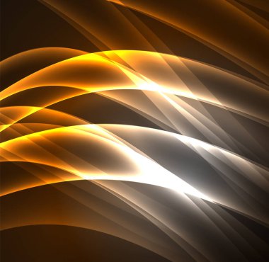 Enerji hatları, karanlıkta parlayan dalgalar vektör arka plan