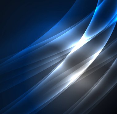 Enerji hatları, karanlıkta parlayan dalgalar vektör arka plan