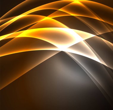 Enerji hatları, karanlıkta parlayan dalgalar vektör arka plan